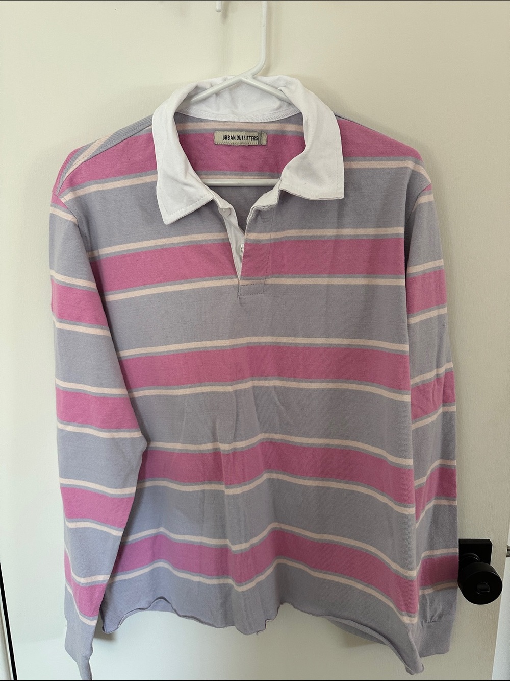 Urban Outfitters Pink, purple and White Striped Rugby Shirt